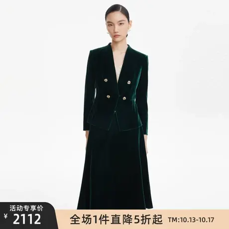 LANCY/朗姿丝绒西装外套女秋季新款长袖西服收腰显瘦女士上衣商品大图