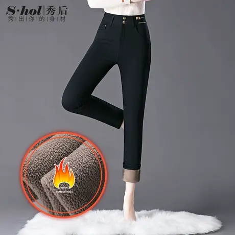 秀后黑色牛仔裤2023新款紧身小脚修身弹力铅笔裤高腰显瘦百搭女裤商品大图