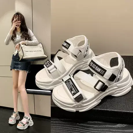 运动凉鞋女2023年夏季新款松糕厚底女鞋防滑高跟时尚沙滩休闲鞋子商品大图