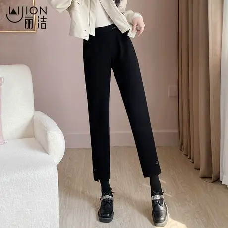 复古黑色西装裤女春秋直筒高腰显瘦大码九分冬季加厚休闲烟管裤子商品大图