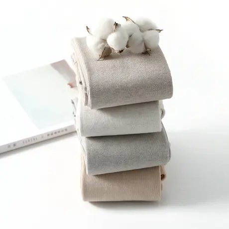 日系竖条纹加绒打底裤外穿女薄秋冬加厚螺纹灰色连脚棉裤袜肤咖色图片