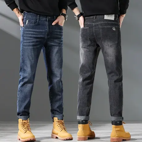 秋季男士潮牌直筒休闲牛仔长裤春秋款新塘水洗男裤子秋天男装秋装图片