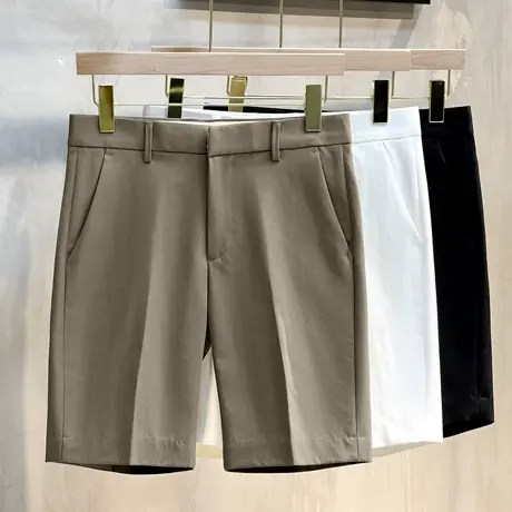 高端白色西装短裤男款潮牌夏季轻熟风修身五分裤男士休闲时尚西裤图片