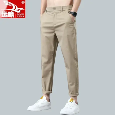 冰丝薄款休闲裤男夏季男士潮流男裤宽松卡其色直筒修身长裤子男款图片
