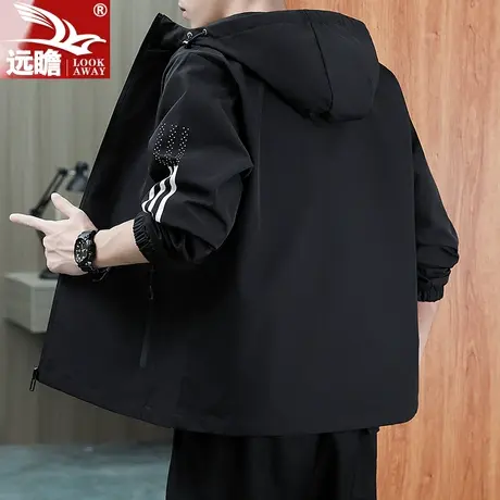 远瞻2023春秋季新款男士夹克潮牌工装休闲上衣服青年连帽外套男装商品大图