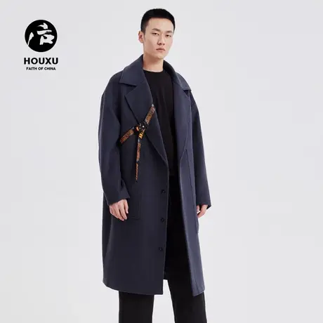 后序毛呢大衣男长款过膝新款国潮刺绣羊毛大衣潮流毛呢外套男图片