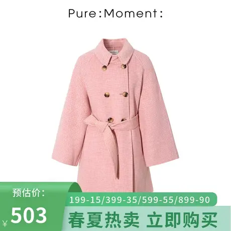 Pure:Moment/毛呢外套女2021年秋季新款小个子双排扣气质休闲大衣商品大图