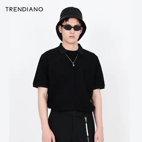 TRENDIANO官方夏季新款简约基础气质休闲百搭短袖翻领Polo衫男商品大图