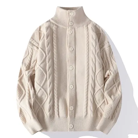 毛衣男冬季青少年学生纯色加厚针织衫开衫外套男宽松情侣装毛线衣商品大图