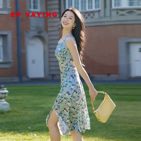 EP YAYING雅莹女装 真丝印花方领无袖连衣裙 2023新款4215B图片