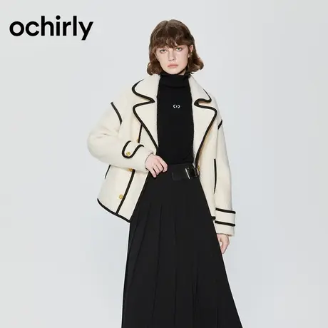 【高比例绵羊毛】欧时力圈圈呢 高奢肌理小香风外套女23新款冬装图片