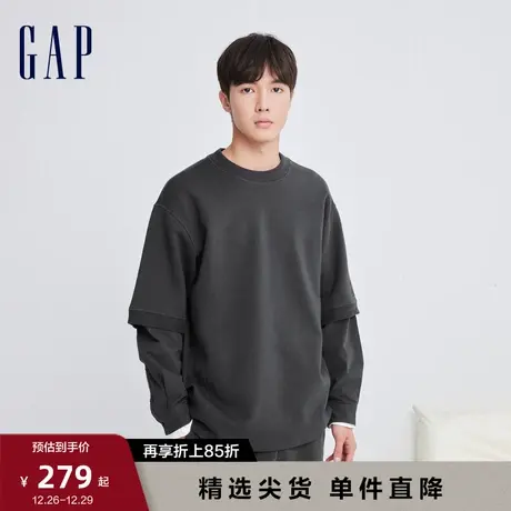 Gap男装春秋LOGO空气三明治宽松时尚卫衣舒适运动休闲上衣841303图片