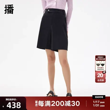 播短裤2023商场同款早秋新品个性一粒扣分割线装饰裤女BDQ3KD0119图片