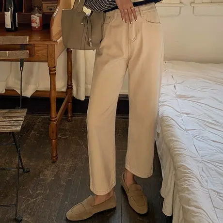 韩潮袭人时尚简约高腰显瘦百搭阔腿裤宽松休闲直筒长裤图片
