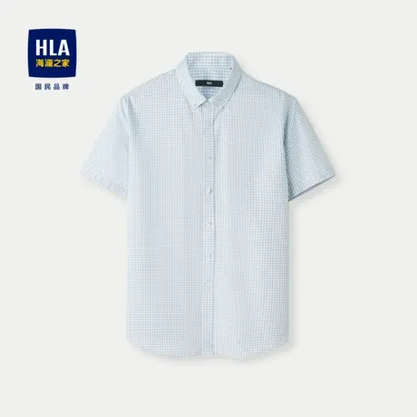 HLA/海澜之家纯棉免烫短袖休闲衬衫2024春夏新款舒适透气衬衣男商品大图