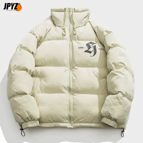 美式印花纯色立领棉衣加厚棉袄冬季棉服男款冬季潮牌情侣面包服潮商品大图