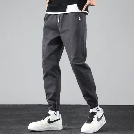 休闲长裤子男秋冬款宽松九分运动裤抽绳小脚束脚灰色卫裤潮流百搭商品大图