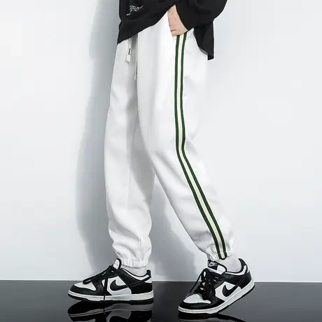 长裤子男秋冬款潮流宽松九分运动裤抽绳小脚束脚白色卫裤休闲百搭商品大图