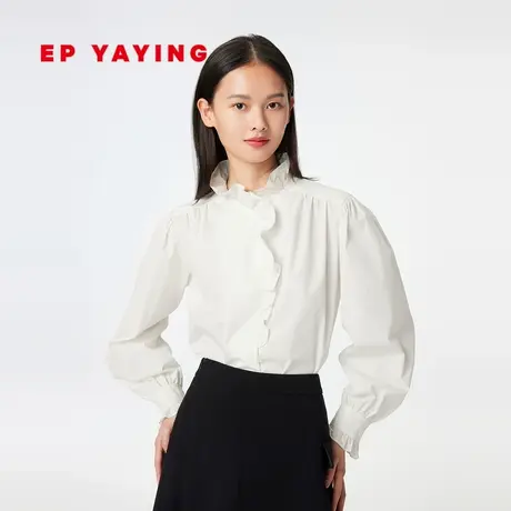 EP YAYING雅莹女装 宫廷风垂坠棉质白色衬衫 商场同款2210A图片