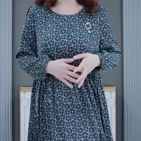 轻奢缎面质感显瘦宽松A字显瘦连衣裙胖MM大码女装秋季新款裙子女图片