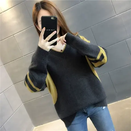 2022年新款毛衣v领毛衣女宽松外穿内搭网红针织衫女套头秋冬加厚图片