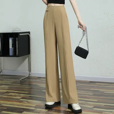 冰丝西装裤阔腿裤女夏季2023新款高腰垂坠通勤直筒裤显瘦休闲长裤商品大图
