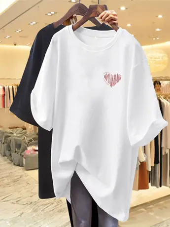 情侣装白色仿棉短袖t恤女2023新款夏季宽松显瘦韩系chic别致上衣图片