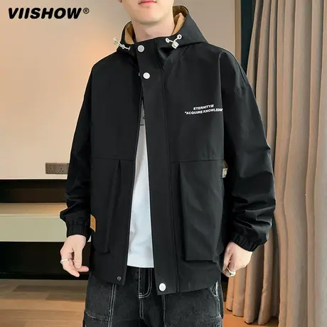 VIISHOW夹克外套男士春秋季连帽潮牌冲锋夹克宽松休闲百搭男装上商品大图
