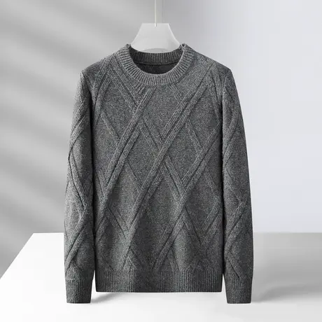 秋冬季新款加厚圆领毛衣男士时尚复古针织打底衫潮流长袖上衣外套商品大图