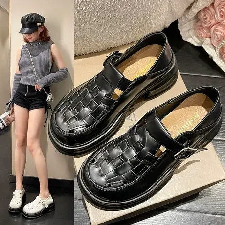 时尚软妹小皮鞋子女英伦风2023年春夏季新款乐福鞋配裙子单鞋潮商品大图