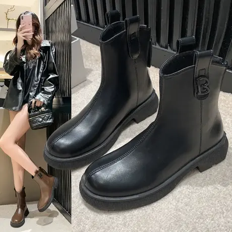 女马丁靴短筒瘦瘦靴短靴网红爆款黑色超火秋季女款靴子女鞋短靴子图片