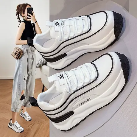 厚底真皮老爹鞋女2023新款秋季ins潮黑白小白鞋女鞋超火运动鞋子图片