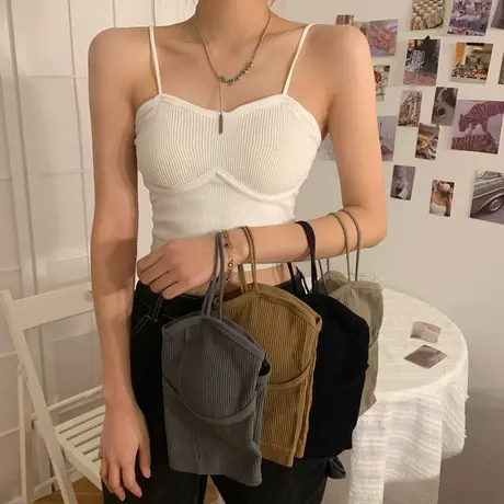 辣妹白色小吊带背心女内搭夏款2023年新款设计感小众外穿短款上衣图片