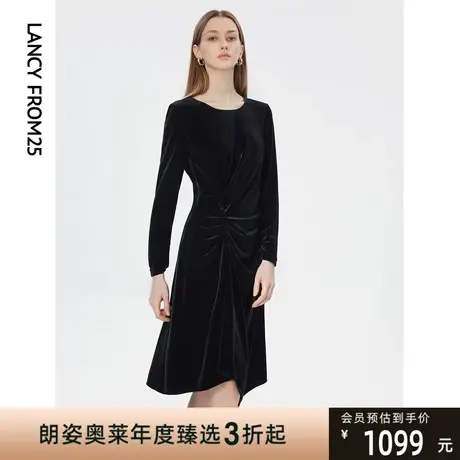 朗姿法式赫本风复古丝绒高腰显瘦气质高级感裙子女秋季新款连衣裙商品大图