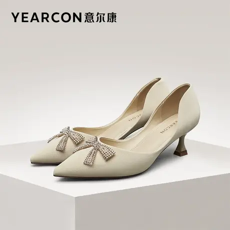 意尔康女鞋官方旗舰店单鞋女细跟尖头浅口优雅断码outlets商品大图