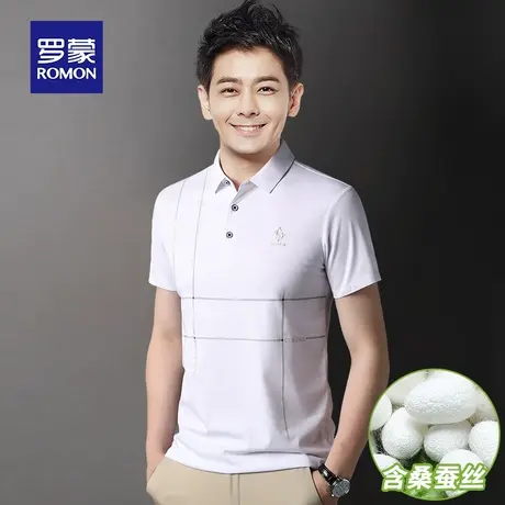 罗蒙男士短袖Polo衫夏季薄款桑蚕冰丝翻领T恤商务休闲男装上衣服图片