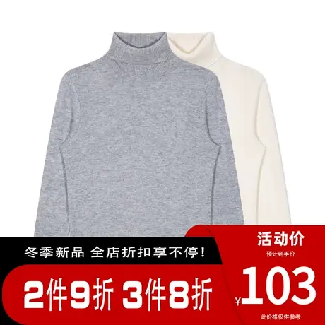 GXG男装 冬季经典时尚保暖白色高领套头针织毛衫毛衣图片