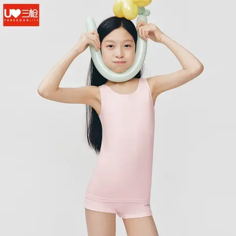 三枪背心女春夏莱卡棉内衬文胸式薄棉垫承托打底运动薄款少女汗衫图片
