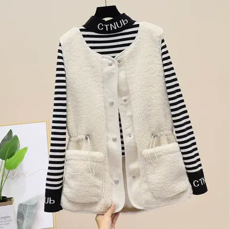 羊羔毛马甲女春秋季2023年新款韩版宽松马夹背心时尚百搭初秋外套商品大图