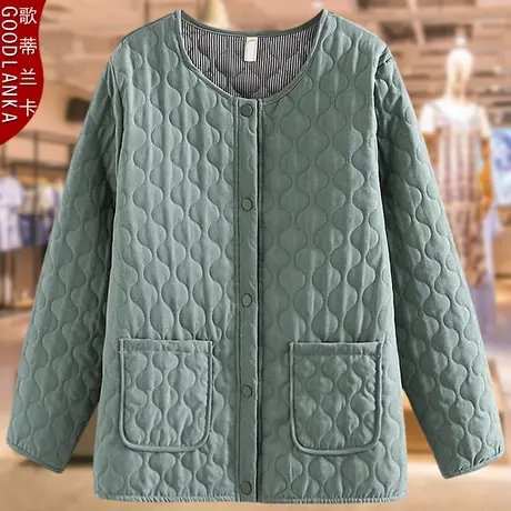 大码胖妈妈秋冬羽绒棉服女宽松洋气中老年妈妈轻薄款保暖棉衣外套商品大图