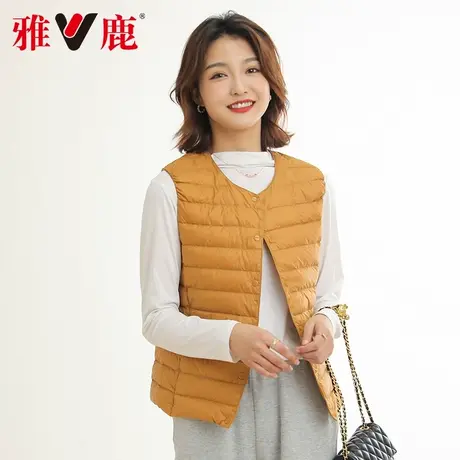 yaloo/雅鹿2022秋冬季轻薄羽绒服女马甲内搭反季保暖背心圆领马夹商品大图