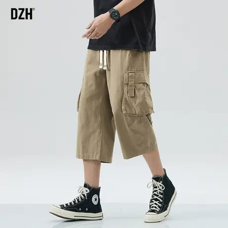 男款七分裤工装短裤美式卡其色工装裤直筒宽松夏季薄款夏裤八分裤商品大图