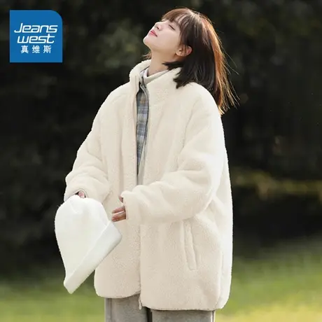 KMV真维斯珊瑚绒外套女冬季2025新款大码胖mm加绒加厚摇粒绒开衫图片