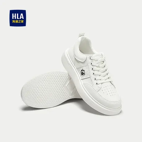 HLA/海澜之家轻质休闲鞋2025新款圆头系带舒适休闲板鞋男商品大图