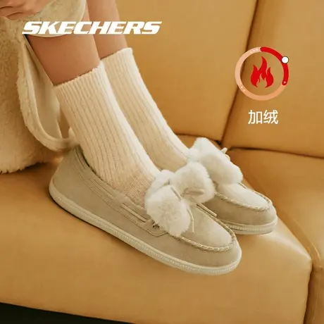 Skechers斯凯奇女鞋奶贝鞋秋冬加绒舒适软底单鞋豆豆鞋休闲乐福鞋图片