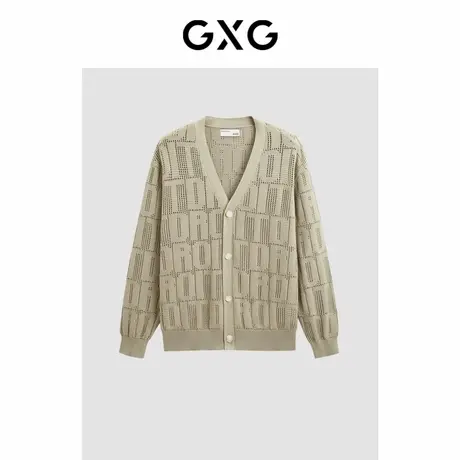 GXG男装 商场同款卡其休闲开襟毛衫 2024年春季新品GFX13001741商品大图
