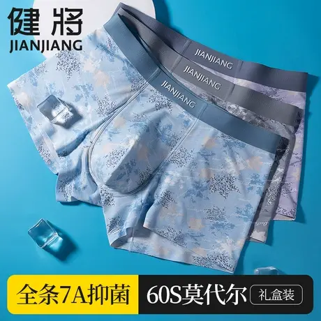 健将莫代尔内裤男士冰丝纯棉抗菌四角裤男生运动男款男式平角短裤商品大图