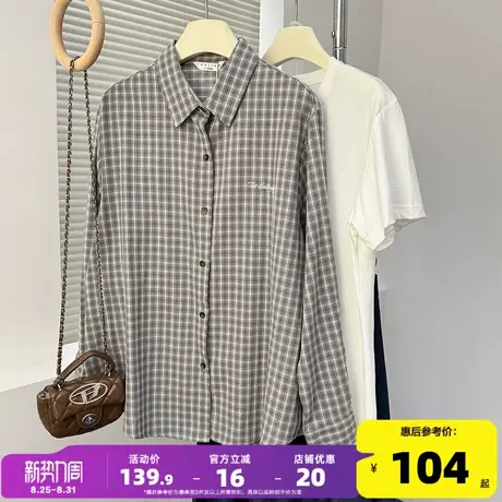 唐狮2025秋季衬衫女新款长袖格子复古时尚百搭流行开衫上衣商品大图