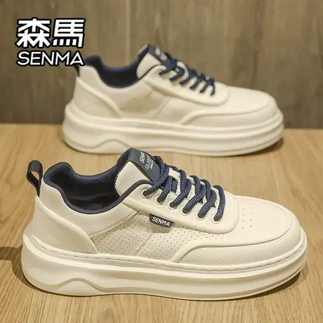 森马男鞋秋季运动休闲板鞋青少年高级感百搭真皮防水软底小白潮鞋商品大图
