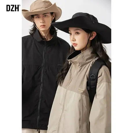 情侣户外立领冲锋衣男士外套秋季防风衣2023年新款情侣装工装夹克商品大图